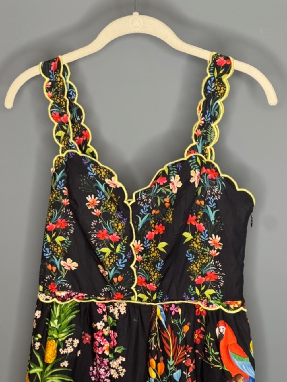 NWT Farm Rio Tropical Scalloped Midi Dress Size XS - Picture 2 of 4